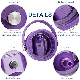 Straw Lid for Hydro Flask Wide Mouth, Lid with Flexible Handle and Straws, Replacement Sports Cap for Hydroflask 32 40 oz