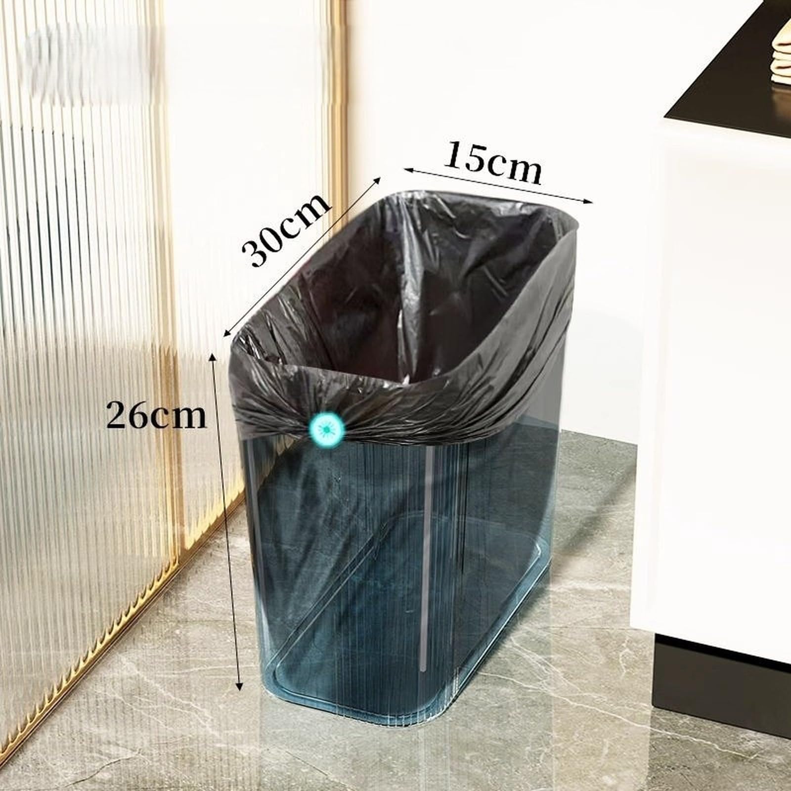 Genérico Nuevo cubo de basura de 15 cm de ancho, 14 litros de capacidad, de PET, con tapa abierta, para baño y cocina.