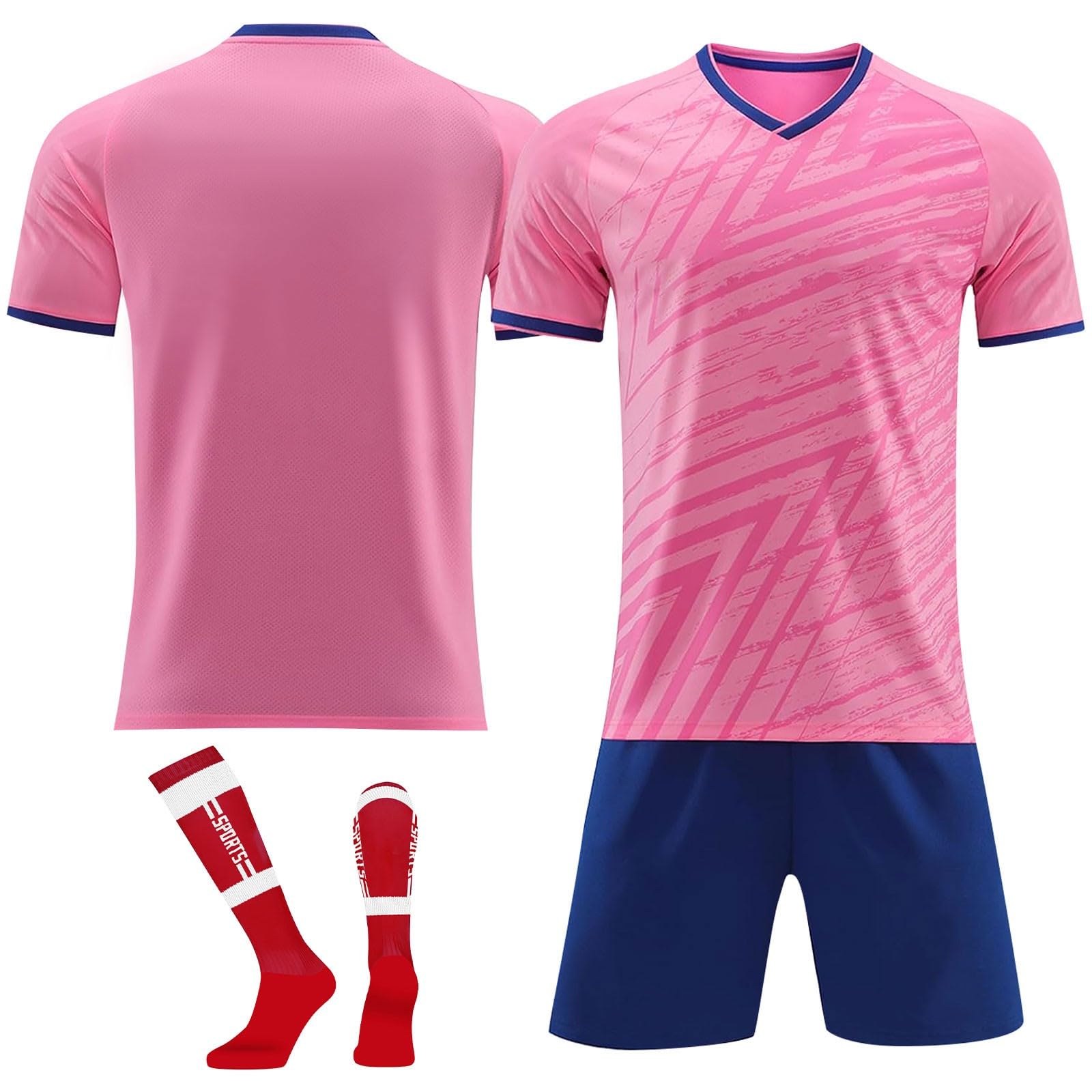 Maillot de Foot Personnalisé Enfant et Adultes avec Nom Numéro de L'équipe, T Shirt Personnalisé Maillot de Foot Enfant Ensemble Garçon Vêtements de Football Tee Shirt, Short avec Chaussette