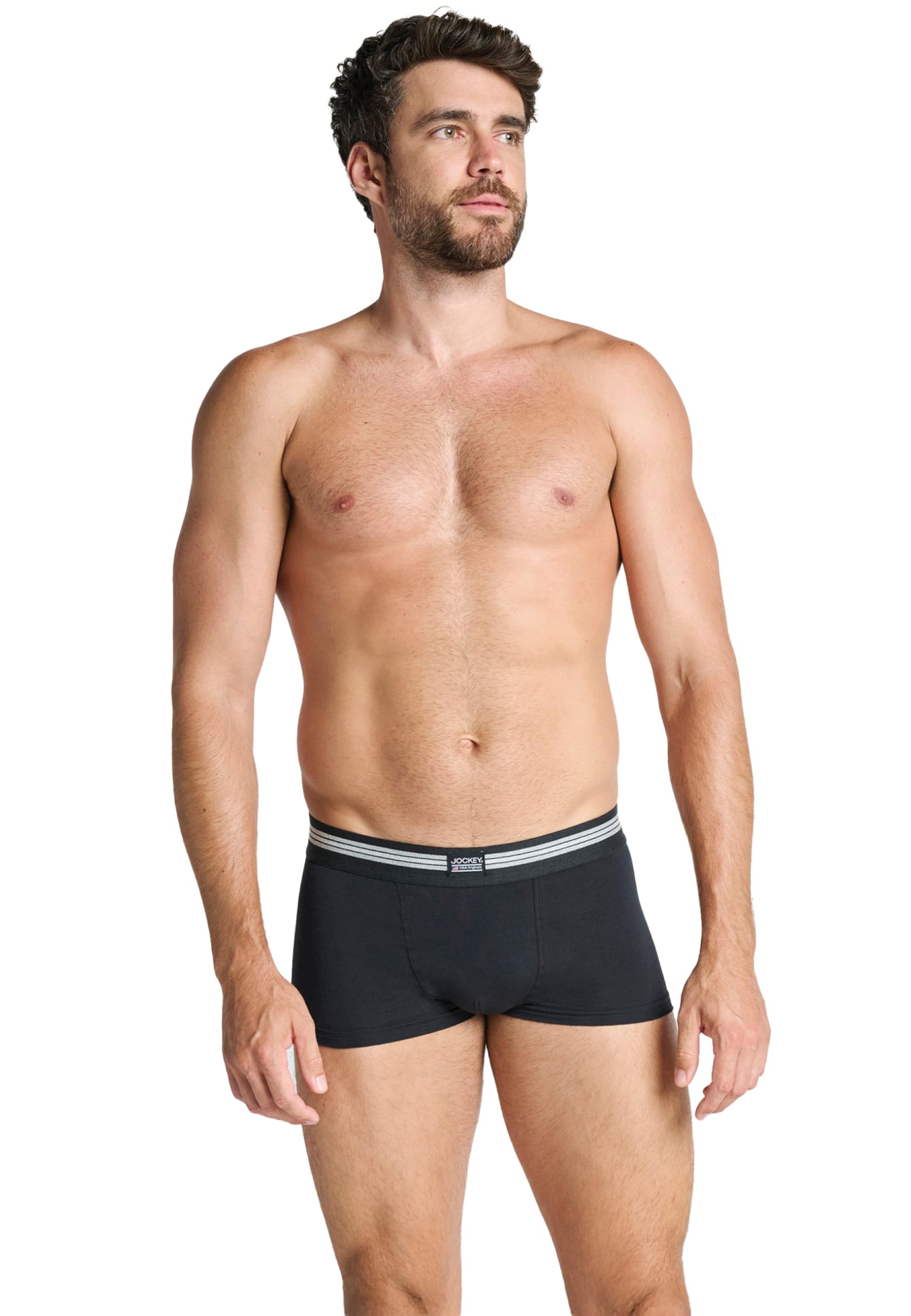 Sponsored Ad – Men's Cotton Stretch Short Trunk - 3 Pack, Black Stripe, S