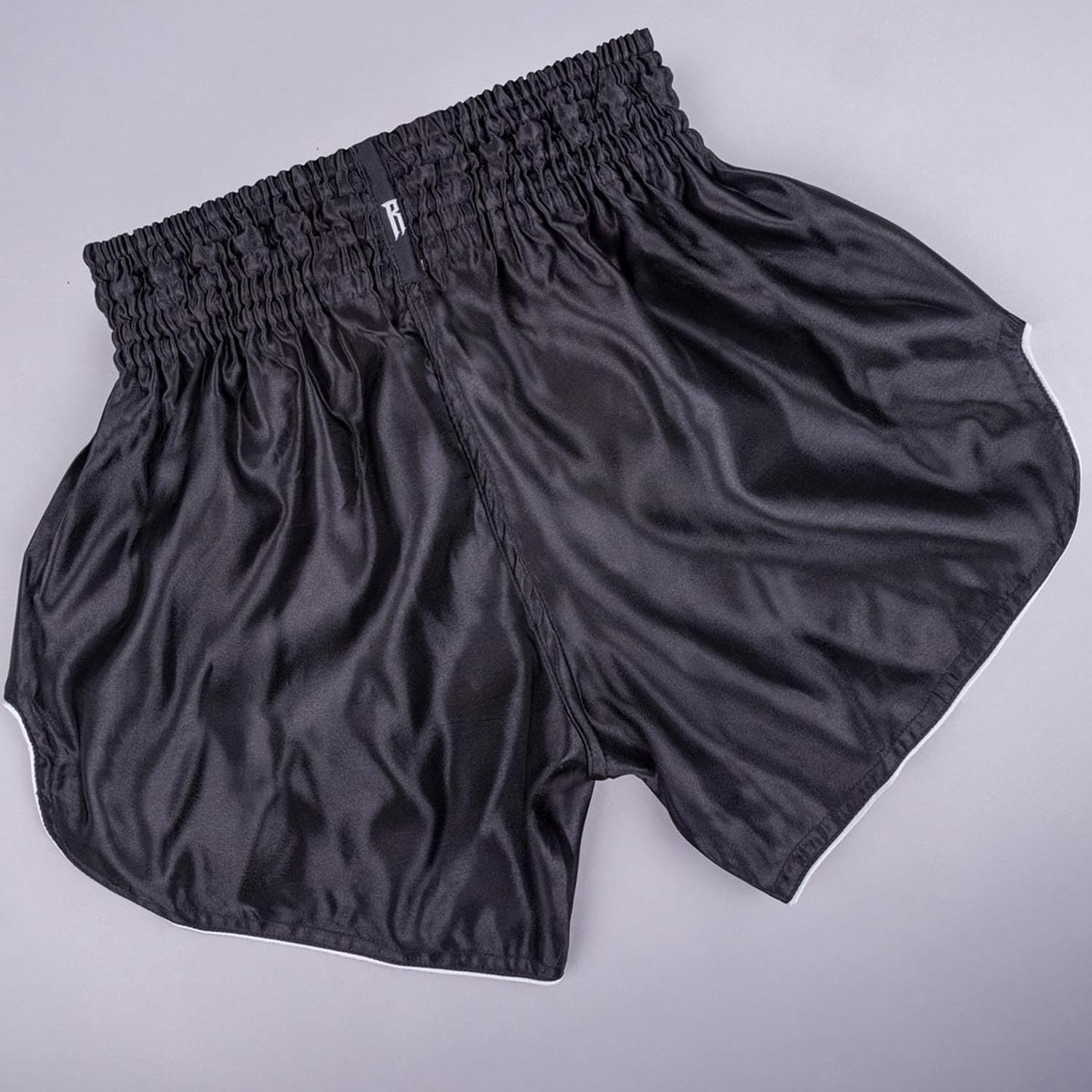 Muay Thai Shorts, Core, Schwarz, Kickboxhose für Training & Wettkampf, Thaibox Shorts Satin, Atmungsaktiv, Langlebig, Kampfsporthose für MMA, K1, Boxen, Thai Boxen