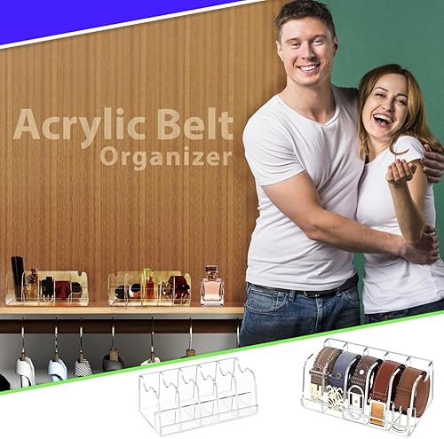 Miniatura 3 de Organizador de cinturón de acrílico para armario y cajón, organizador de almacenamiento de 5 rejillas, elegante estuche transparente para