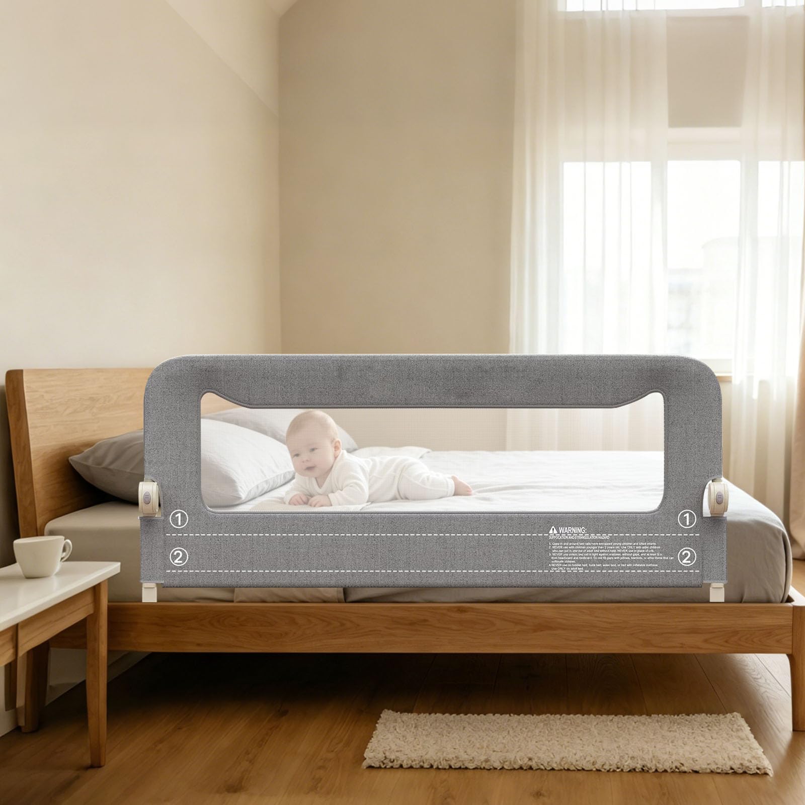 2026 Bettschutzgitter,Bettgitter Rausfallschutz,150cm,Bettumrandung | Um Das Herunterfallen Von Kindern Zu Verhindern,Geeignet Für Erwachsenenbetten Mit Einer Bettlänge Von Mindestens 196 cm