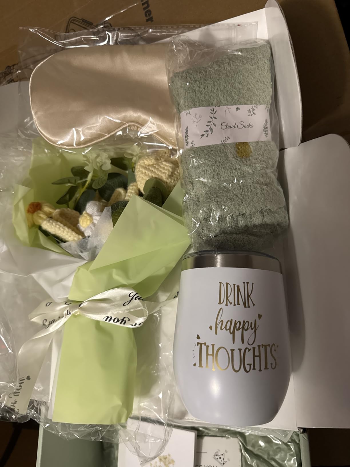 Oprever Birthday , Gift Baskets for Women Self Care Spa Set, Get Well Care Package Inspirational Relaxation with Crochet Flower Bouquet for Mom Friend Sister 12oz