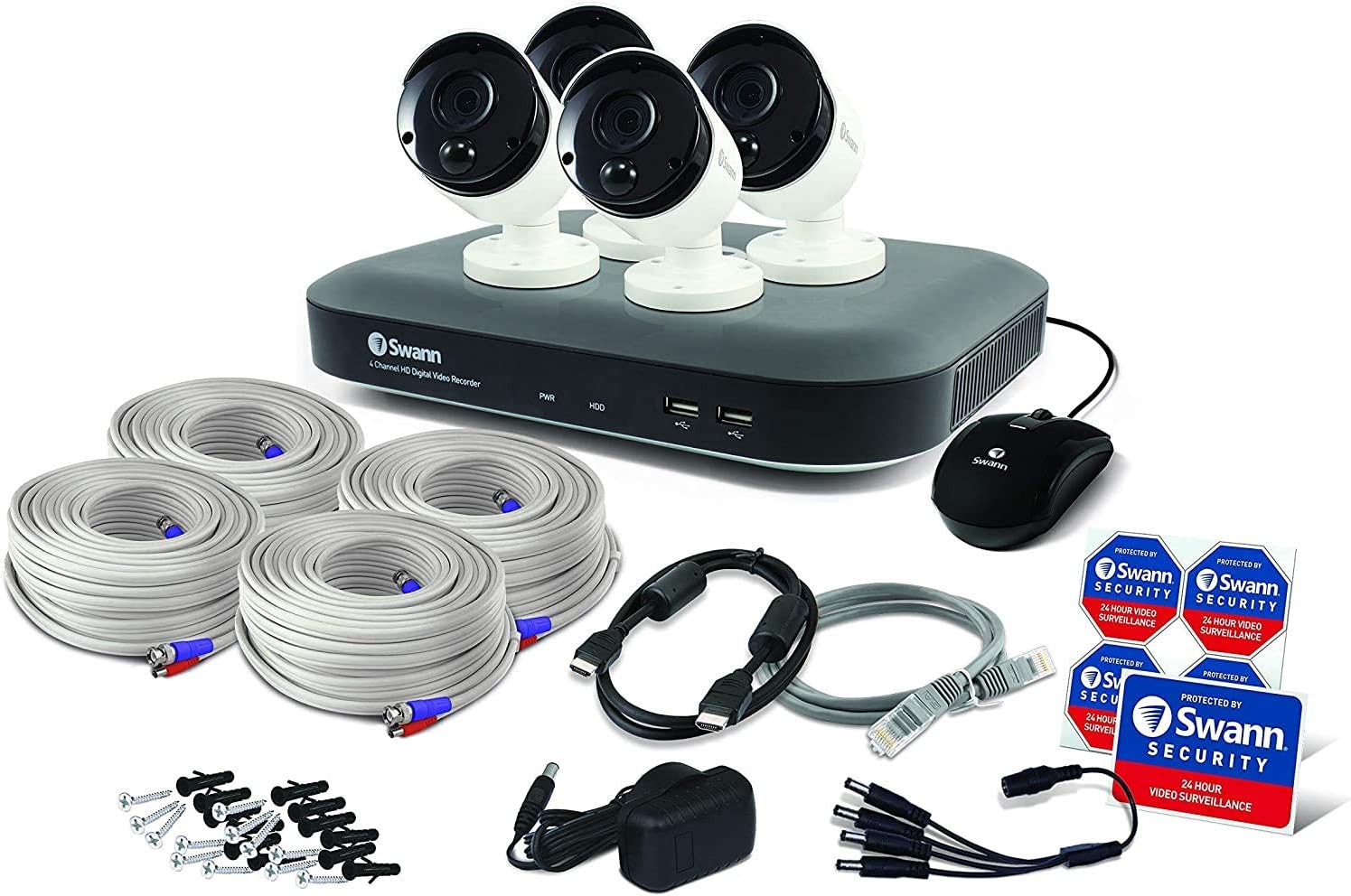 One-Day Sale: Up to 50% Off Swann Home Security Camera System, 4K Ultra HD, 4 Channel 4 Bullet Cameras, Indoor/Outdoor Wired Surveillance CCTV DVR, Color Night Vision, with 1TB Hard Drive, SWDVK-455804-US Crazy Clearance Swann Home Security Camera System, 4K Ultra HD, 4 Channel 4 Bullet Cameras, Indoor/Outdoor Wired Surveillance CCTV DVR, Color Night Vision, with 1TB Hard Drive, SWDVK-455804-US