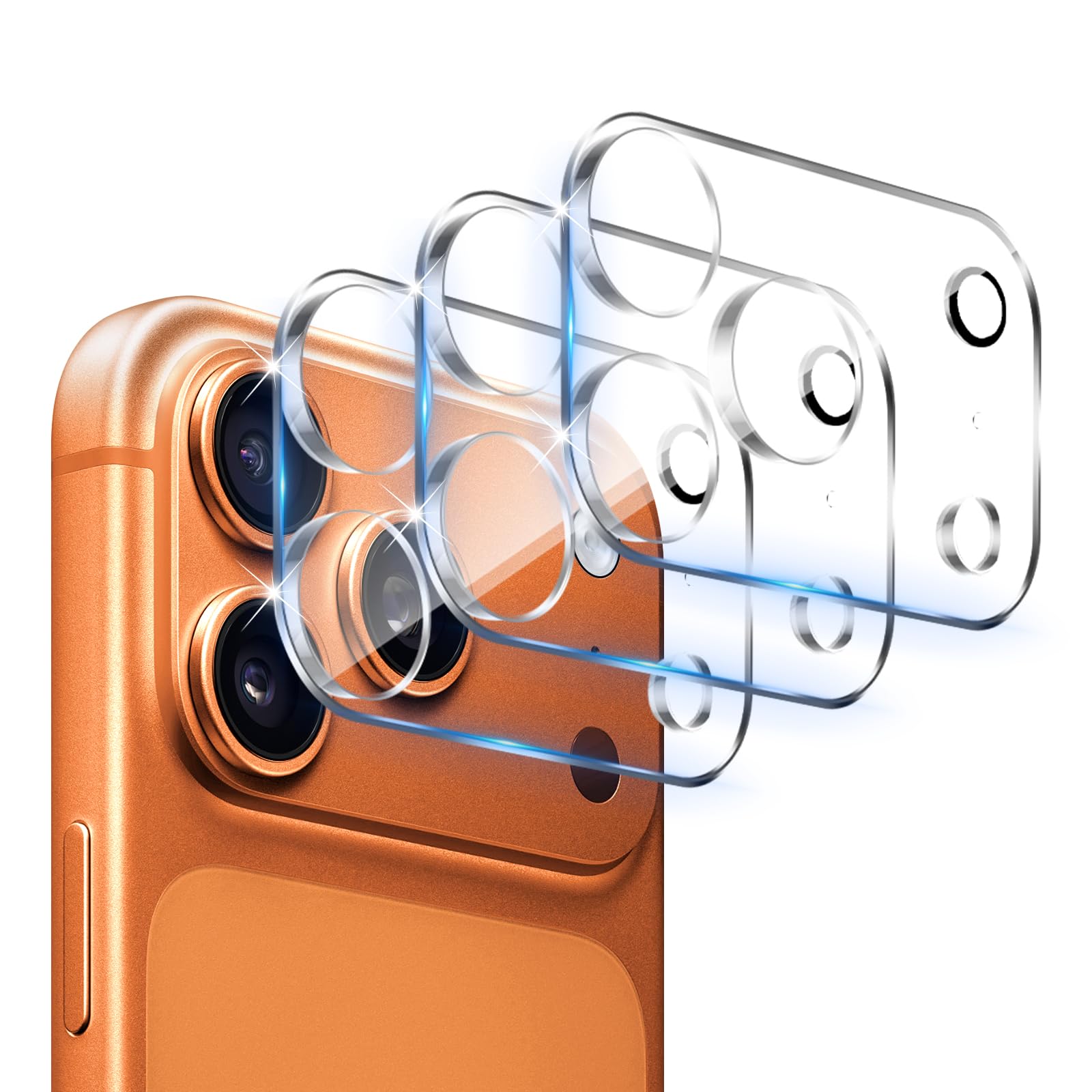 HWeggo Protection Objectif Caméra Arrière Pour IPhone 17 Pro Max, Film En Verre Trempé 9H Ultra HD,All In One Aluminiumlegierung,Bleu