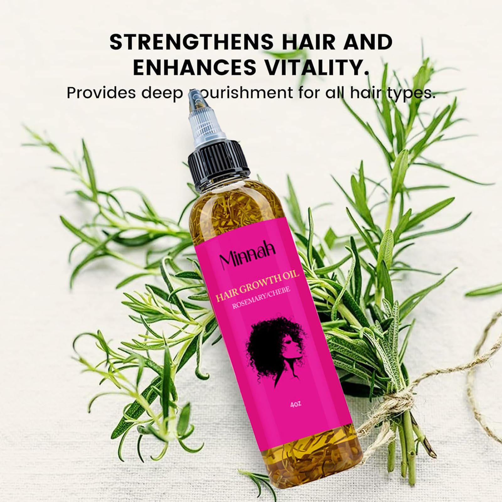 Minnah Hair Growth Oil, Fenugreek Herbal Hair Growth Oil for Black Women, Organic Rosemary/Chebe Hair Essential Serum, Natural Batana & Fenugreek & Castor Hydrating Hair-Butter (1 PCS)