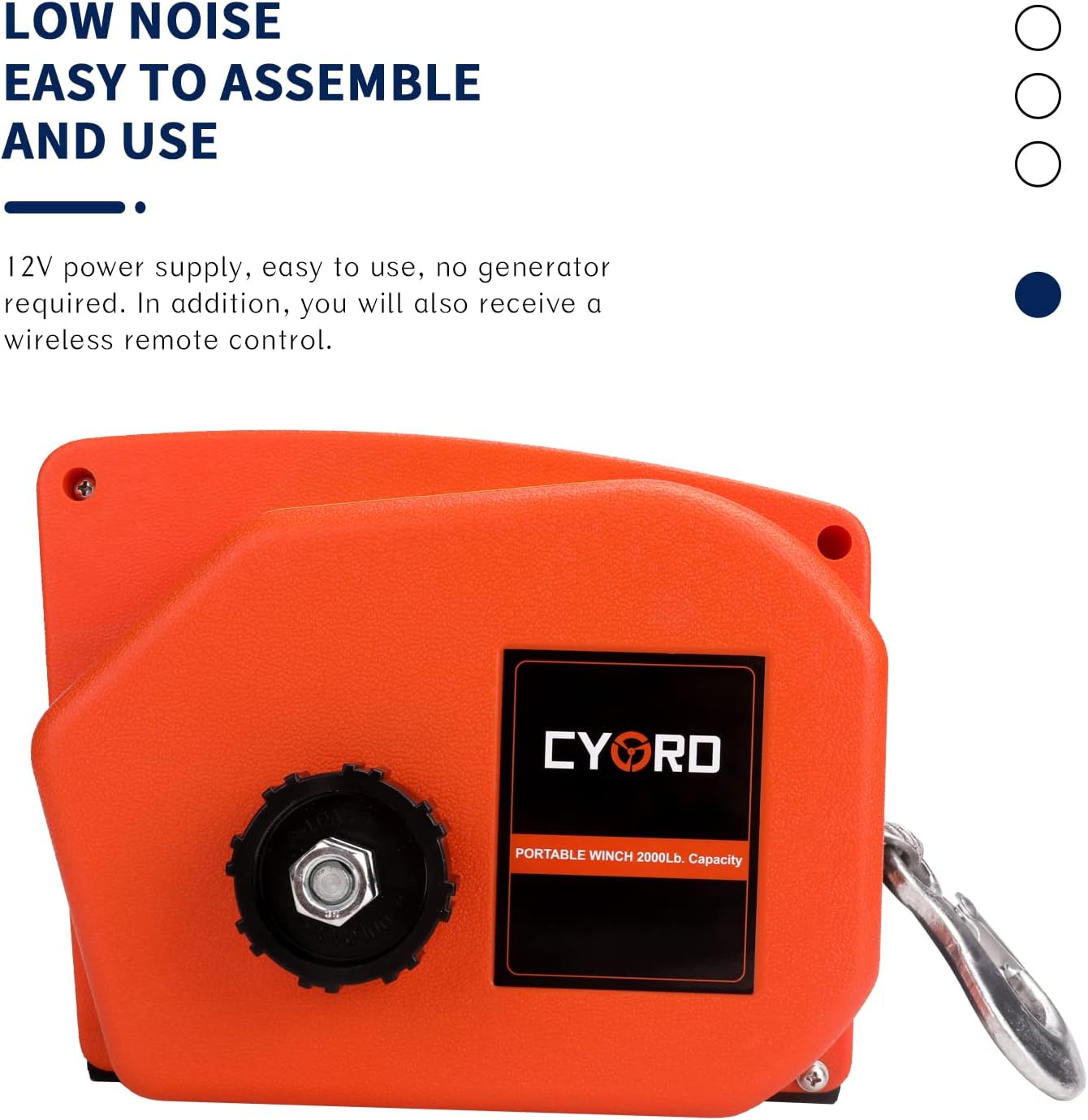 Cygrd Electric Boat Winch, Reversible Electric Trailer Winch 12V DC, Power-in, Power-out and Freewheel Operations for Boats Up to 6000 lbs with Wireless Remote Control and Hand Crank : Industrial & Scientific