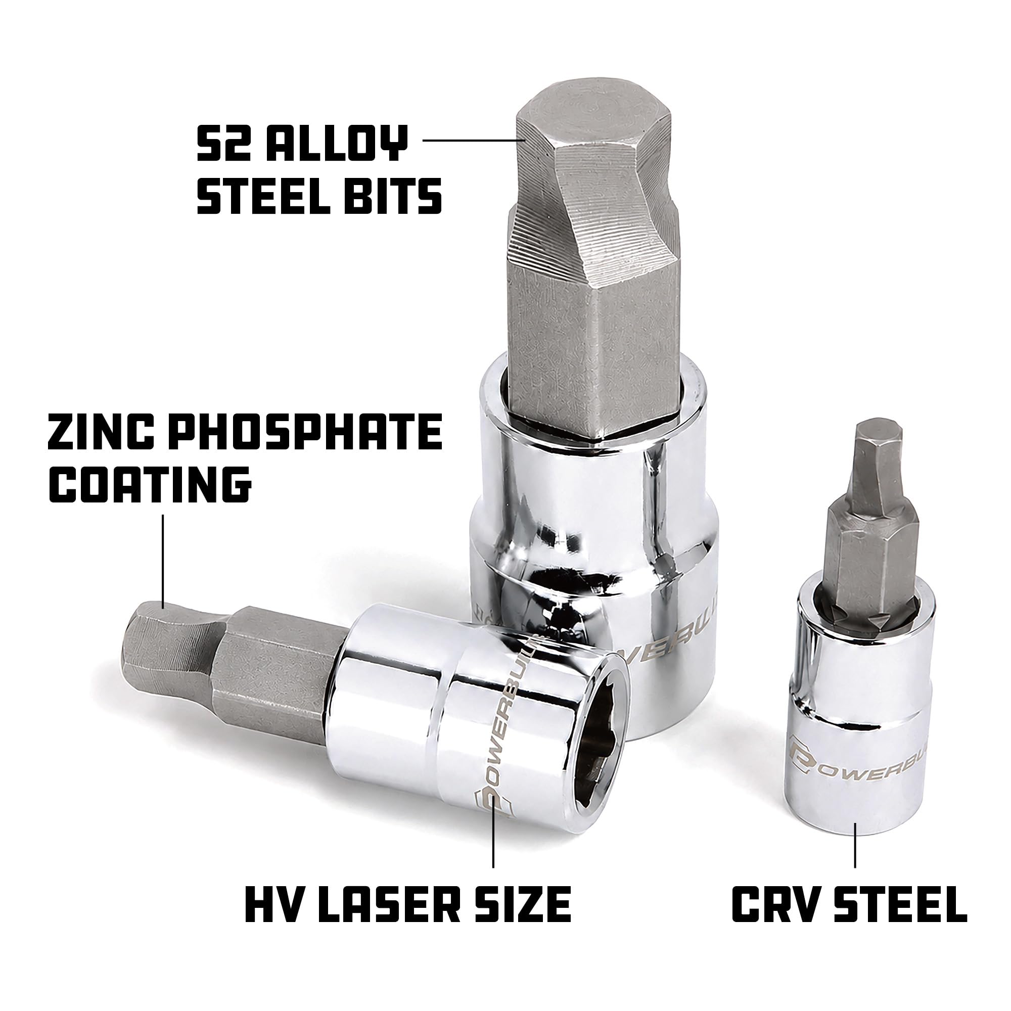 Powerbuilt 8 Piece Zeon SAE Hex Bit Socket Set - with use for