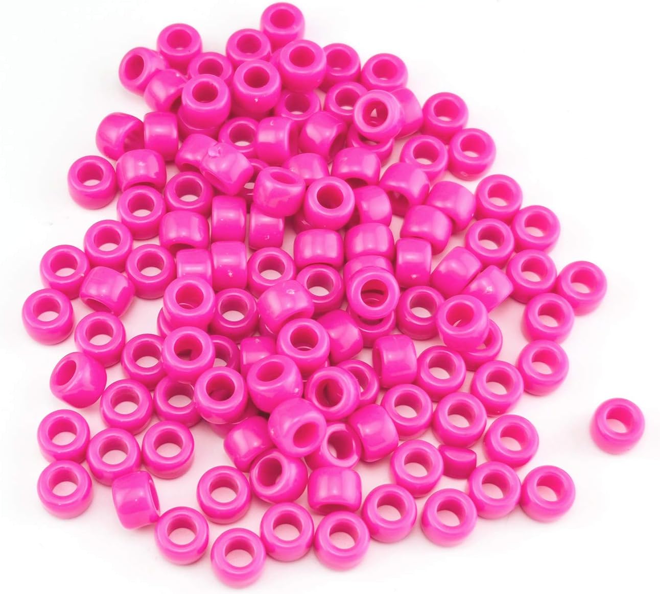 6 x 9mm,Pony Beads Opaque Multicolor Mix Plastic Acrylic Bulk Craft Pony Beads,300PCs (Pink)