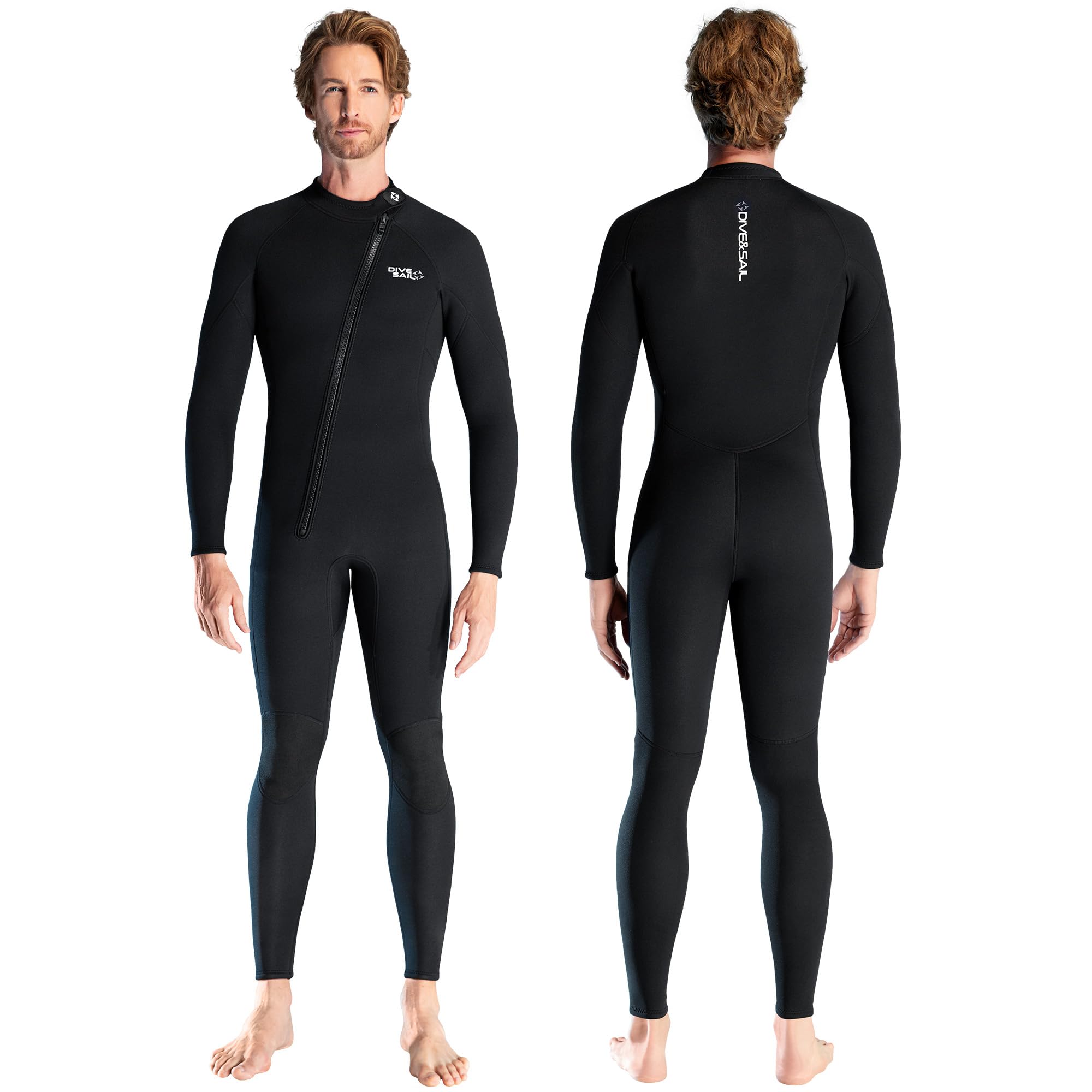 Neopreen duikpak voor heren, 3 mm, uv-bescherming, ritssluiting op de rug, ultra rekbaar, zwart, badpak met lange mouwen, voor snorkelen