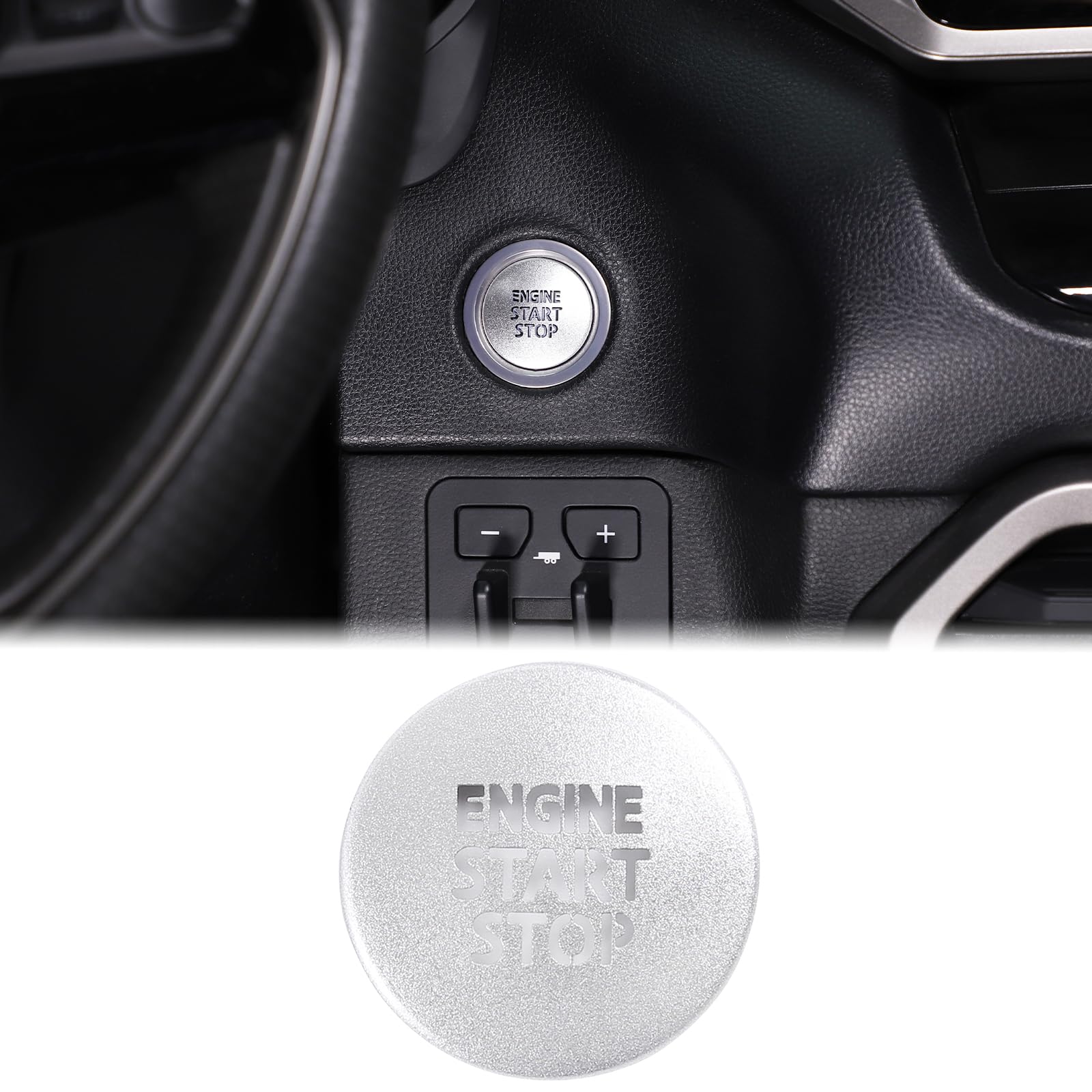 Aunginsy Engine Start Stop Push Button Switch Sticker Cover Compatible with Toyota Tundra 2022-2025 Aluminum Alloy Key Ignition Starter Switch Knob
