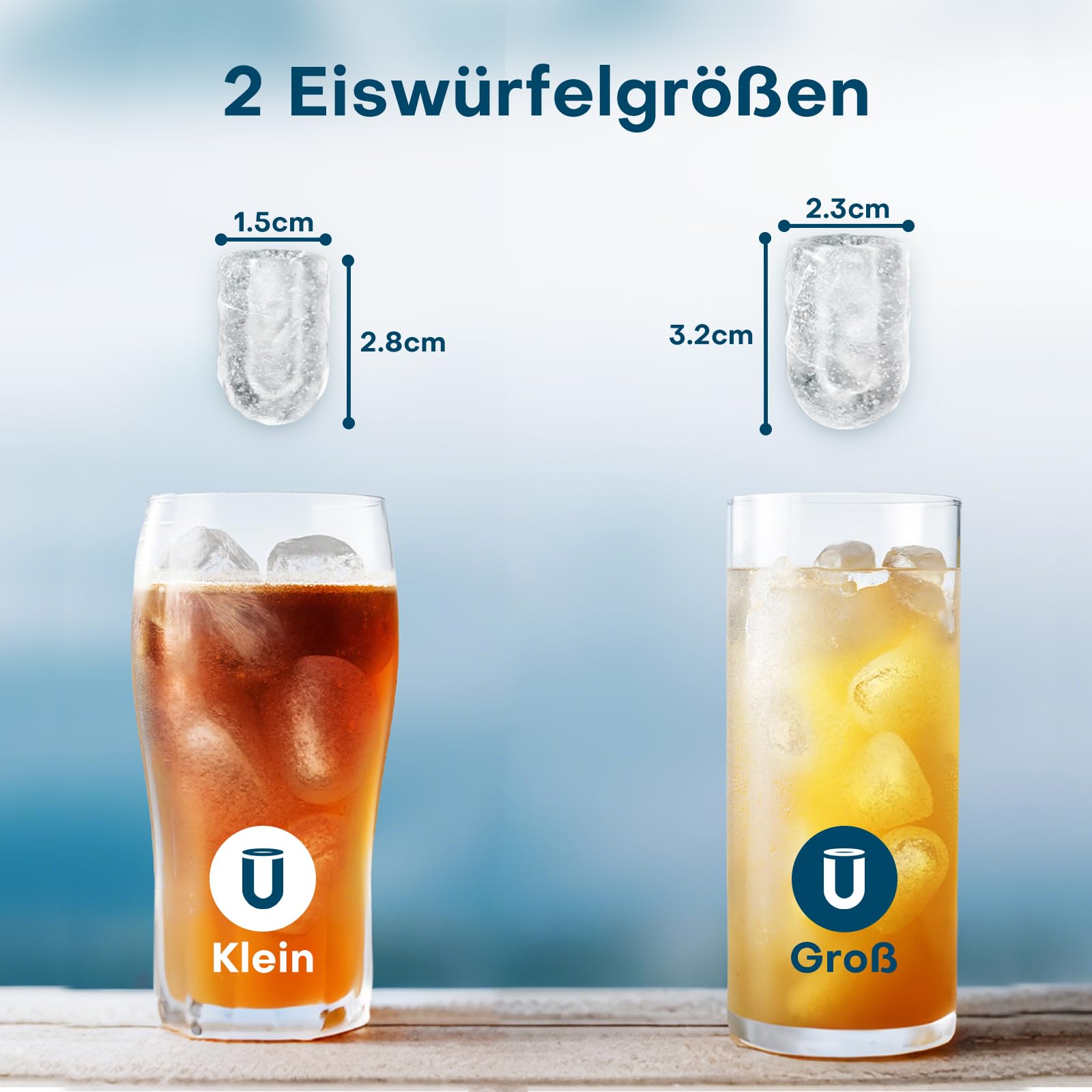 QEXREED Eiswürfelmaschine, 9 Würfel in 6 Minuten fertig, 12KG/24H, Eiswürfelbereiter Ice Cube Maker, Eiswürfelmaschine Klein mit Tragbarem Griff und Korb, 2 Eiswürfel-Größen, Selbstreinigendes