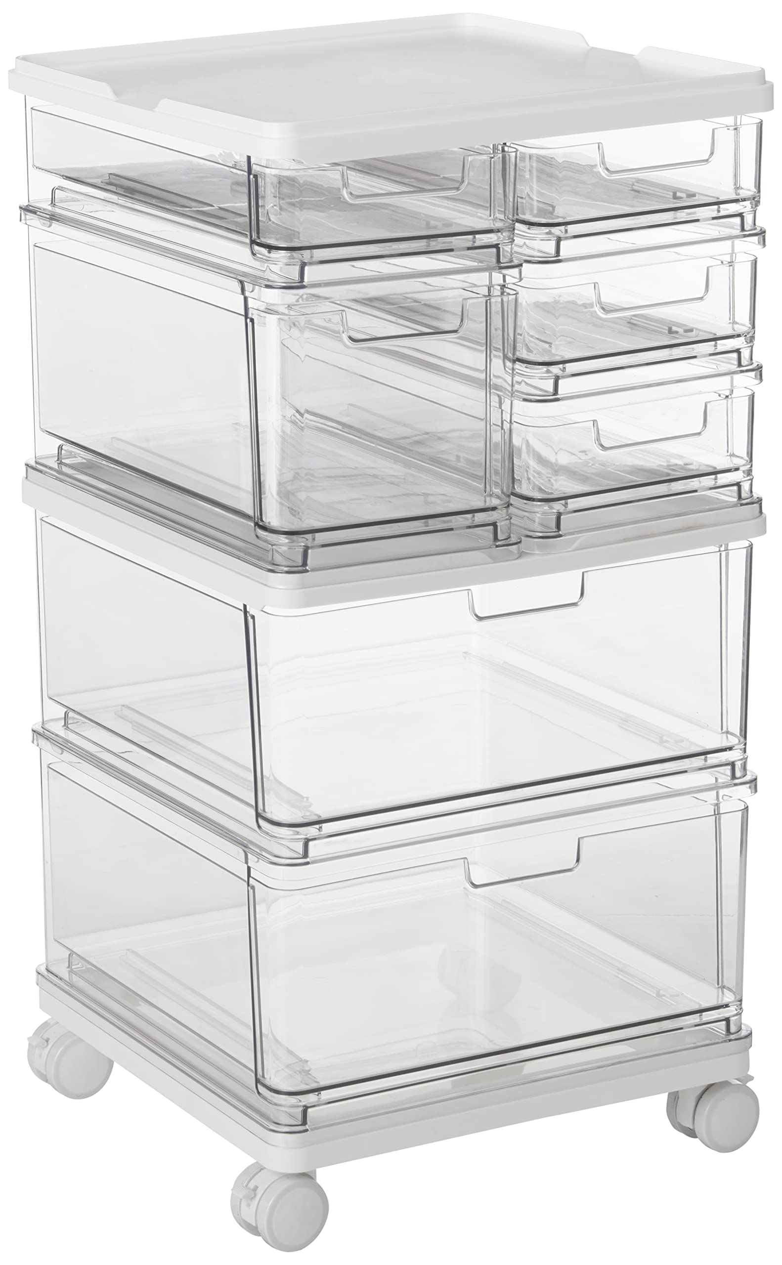 iDesign The Sarah Tanno Collection 7-Drawer Stacking Cosmetic Organizer Cart, Clear and White