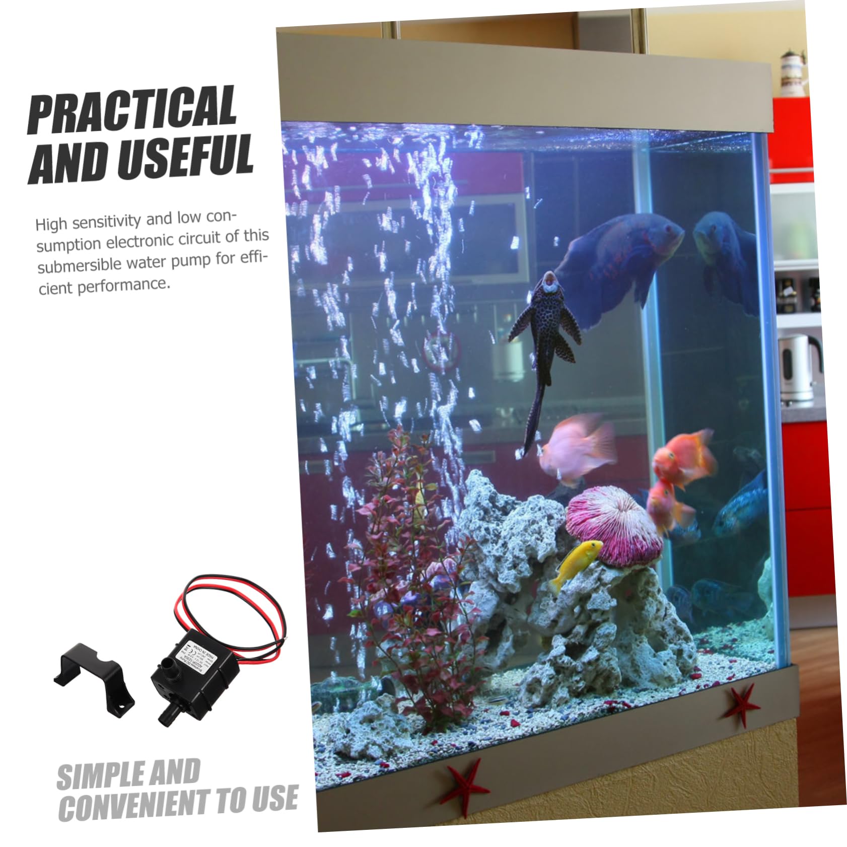 HEMOTON 4 Pezzi Mini Pompa Sommergibile Pompa Dell'acqua Dell'acquario Pompe Per Fontane Sommergibili Da Esterno Animale Domestico Piccolo Pompa Dell'ossigeno Black Plastica