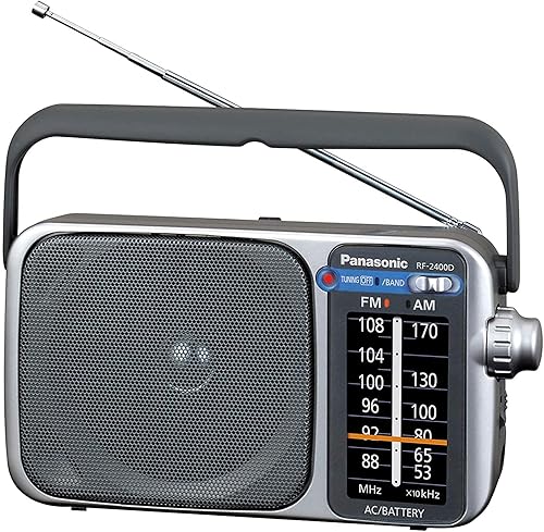 Miniatura 2 de RF2400D Radio AMFM portátil plateada + 4 pilas AA con cargador + paño de limpieza de microfibra
