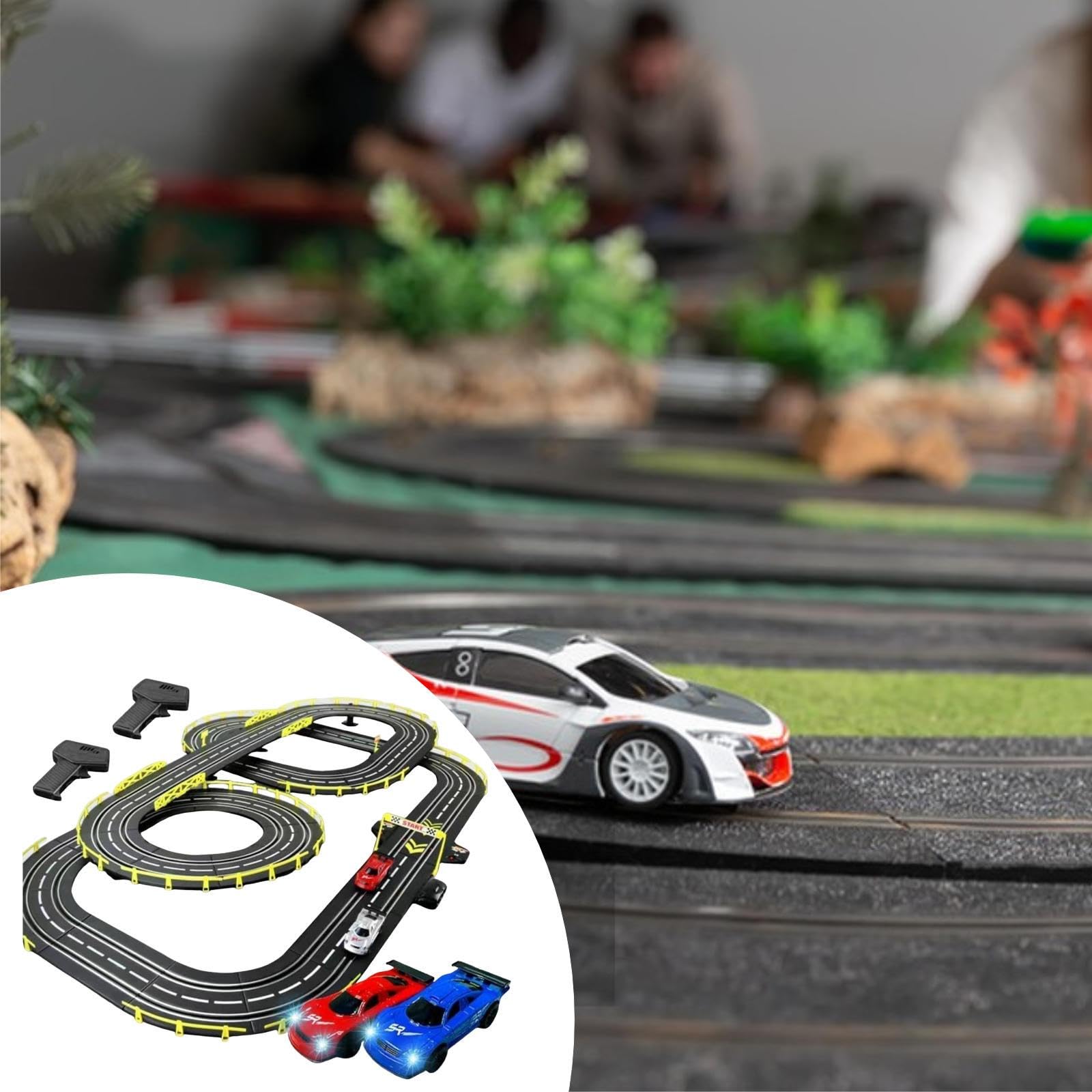 Gralara Set di Pista per Auto da Corsa, con, Regalo di Compleanno interattivo e Creativo, Pista Portatile per Auto elettriche, Giocattolo, 2 Auto