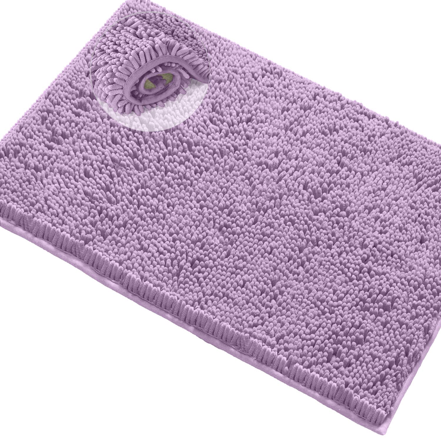 LuxUruxBath Mat-Extra-Soft Plush Bath Shower Bathroom Rug, 1'' Chenille Microfiber Material, Super Absorbent Shaggy Bath Rug (Lavender, 42 x 60 cm)