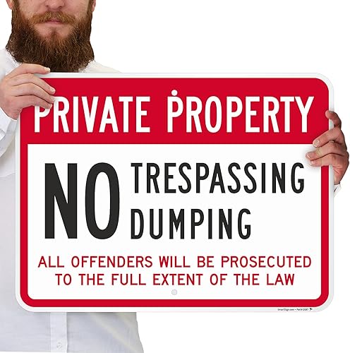 Miniatura 5 de SmartSign Letrero "Propiedad privada - No Trespassing, Dumping"  Aluminio reflectante de grado diamante 3M de 12 x 18 pulgadas