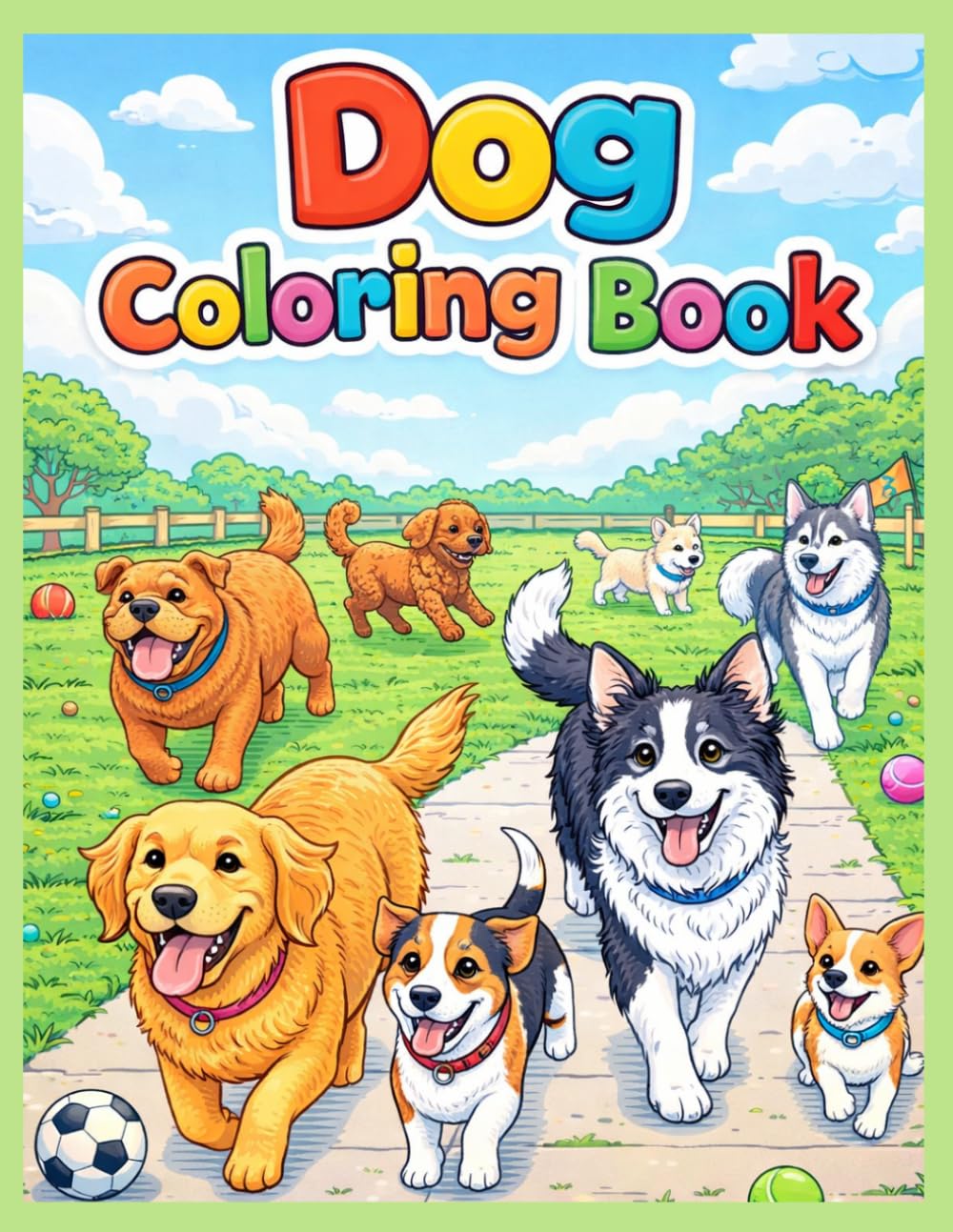 Dog Coloring Book: Fun coloring book for kids and adults. 20+ large 8.5x11 images to color