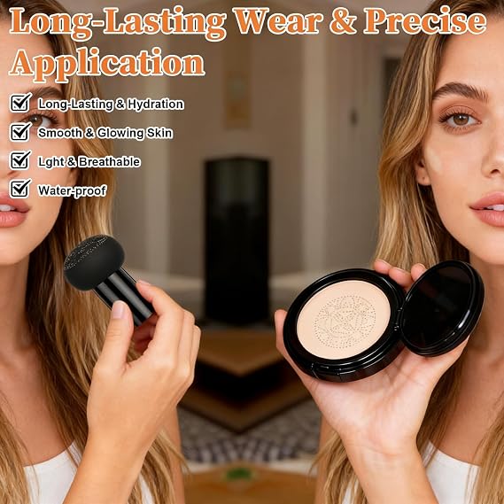 Luvie Glow Foundation Cushion, High Coverage & Moisturizing CC Cream, Long-Lasting, Evens Skin Tone (Natural color)