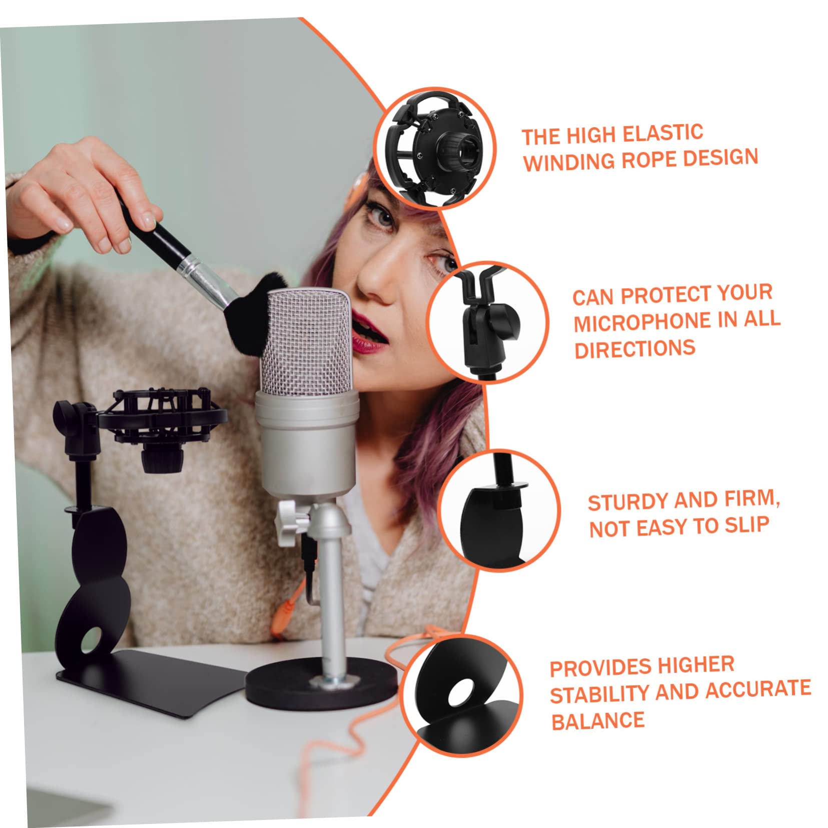 Yardwe Desk Mount Microphone Stand Set Live Streaming Mic Stand Clamp Table Mic Holder for Clamps