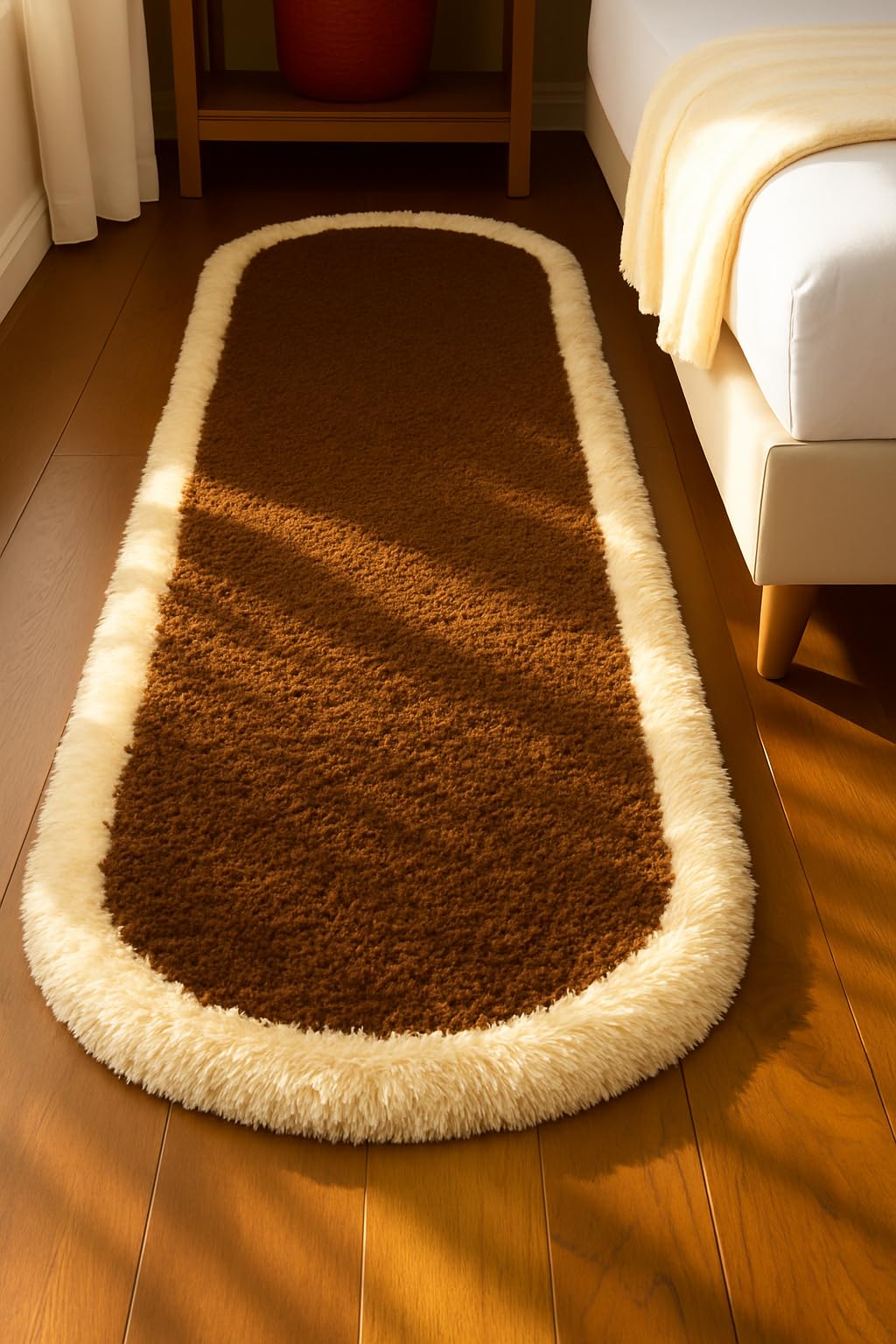 Micro Fiber Shaggy Indoor Rug/Runner/Carpet/for Bedroom/kichen/livingroom/Kidsroom/Size 1.5x3 feet/Color-Coffee Centre/Oval Rug etc-picture-27