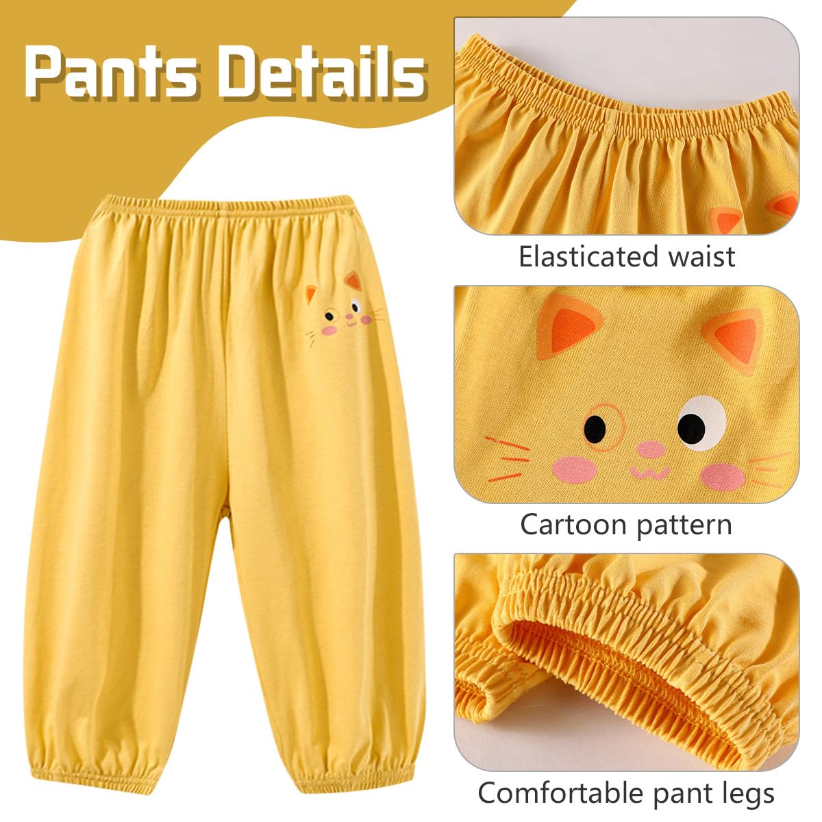 Bambino Pantaloni estivi Jogging Cotone Ragazze leggeri Pantaloni elastici all'aperto casual Ragazzi Pantaloni da sbuffo Sport 6 Mese-7 Anni