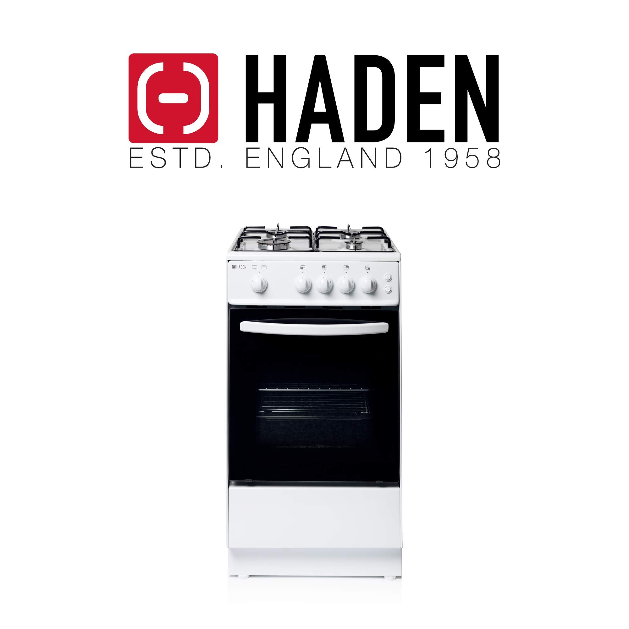 Haden 50cm Gas Cooker - White Freestanding Gas Cooker with 4-Burner Hob, Conventional Oven & Grill - Compact, Safe & Efficient Cooking Solution - LPG Conversion Kit Included — view 7