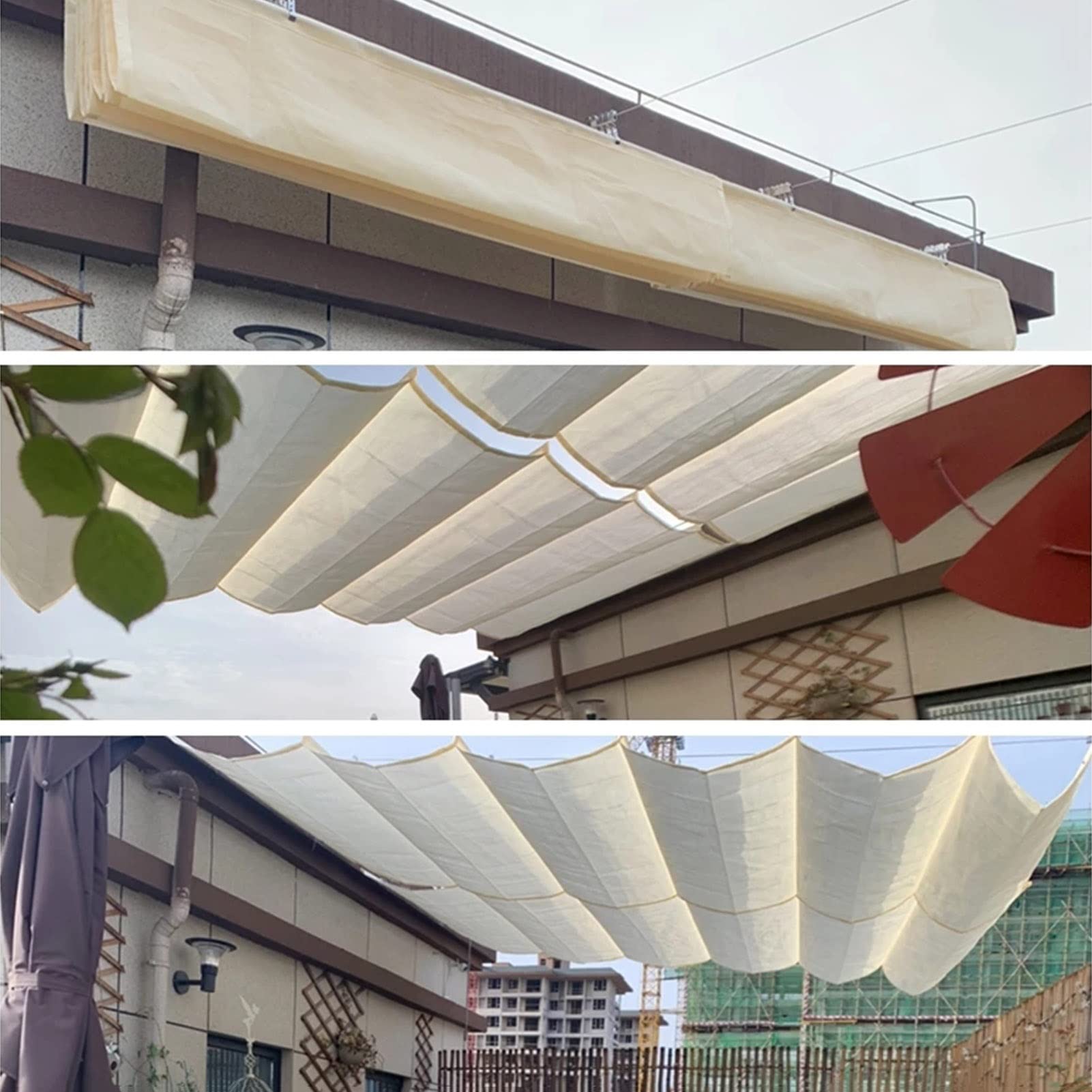 pavillon markise mit ausziehbarem dach Ausziehbare Pergola-Überdachung, Terrasse, Sonnenschutz, Markise, UV-beständig, individuelle Größe, Outdoor-Dachschattierungslösung für Pavillon, Balkon, Garten, Beige, 1,1 x 7 m Wintergartenmarkise W8 Kupplung Ersatzteil Options:Coyote Panzerschloss online kaufen
