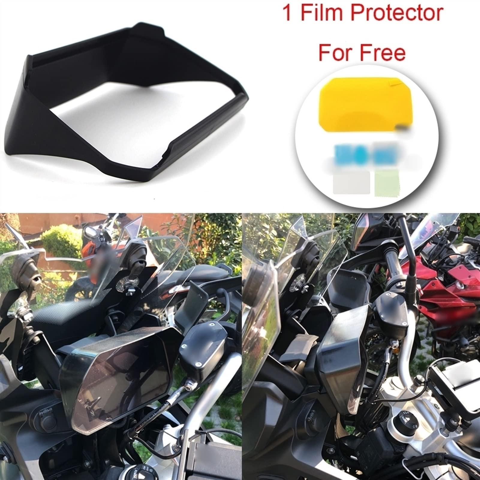 Parasole Per Cruscotto BMW R1200GS 2013-2017 - Visiera Antiparassole Per Tachimetro, Plastica ABS Nera