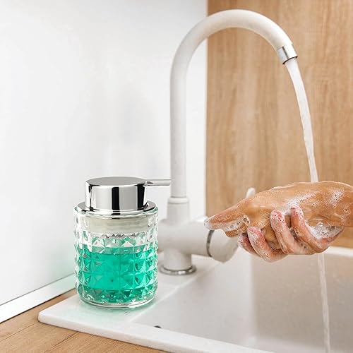 Miniatura 7 de Dispensador de jabón con bomba líquida, dispensador de loción de manos, champú antideslizante de vidrio, baño, cocina, 9 onzas, paquete de 2