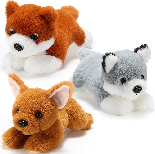 Skylety 3 piezas de 7.87 pulgadas de peluche para perro, juguete de felpa suave para mascotas, juego de cachorros para cachorros, recuerdos de