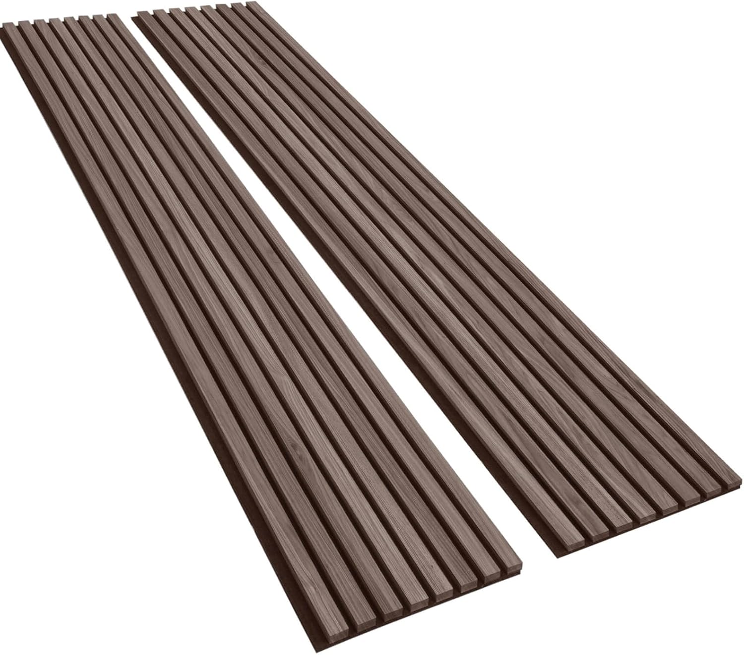 Acoustic Wood Slat Wall Panel - Wood Panels for Wall and Ceiling,3D Wood Wall Paneling for Interior Wall Decor, 94.49 x 12.8inch Fluted Sound Absorbing Panel (Walnut, 2Pcs)