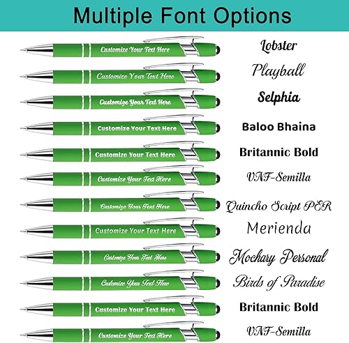 Miniatura 2 de Aolun Bolígrafos personalizados, bolígrafos con grabado personalizado con lápiz capacitivo, 12 unidades, metal suave al tacto, nombre grabado,