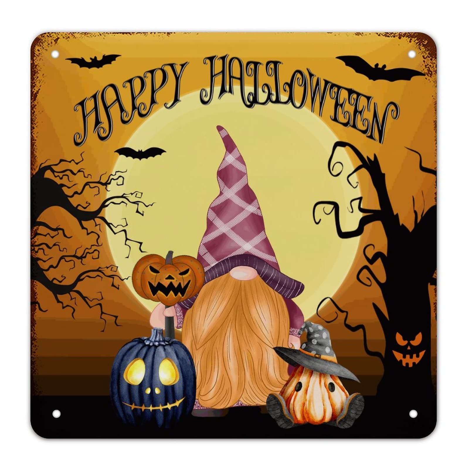 Gnomes de sorcière sur panneau rétro d'Halloween pour une cuisine conviviale