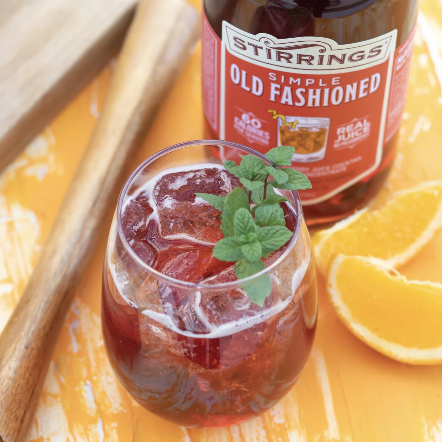 Stirrings 2 Pack Old Fashioned Cocktail Mix 750ml Bottles - Real Juice No Preservatives - 90 Calories - Drink Mixer