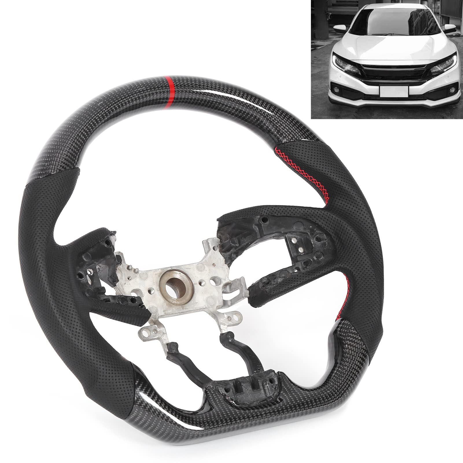 Volant en Fibre de Carbone, Coutulature en Cuir perforé Couture à Débit Rapide Volant avec un Fond Plat D Conception de Course pour FC 2016-2021