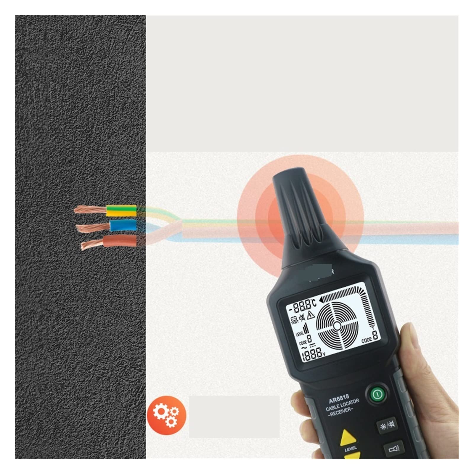 Detector de pared, AR6818 Probador de cable subterráneo Falla de cable de cable multifuncional Circuito de interrupción detector de cables