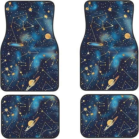 Astrology Galaxy Car Floor Mats Front & Rear Liners Set Auto Floor Mats 4pcs Full Set Car Anti-Slip Rubber Floor Mats Universal Fit SUV,Vans,Sedans,Trucks