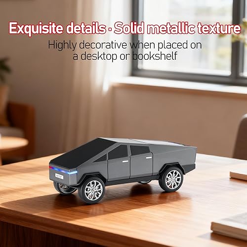 Miniatura 7 de WS-580 Futurista Pickup Truck Bluetooth Replica altavoz con pantalla LED - TWS, FM, USBTF, faros LED, micrófono, regalo práctico para fanáticos de