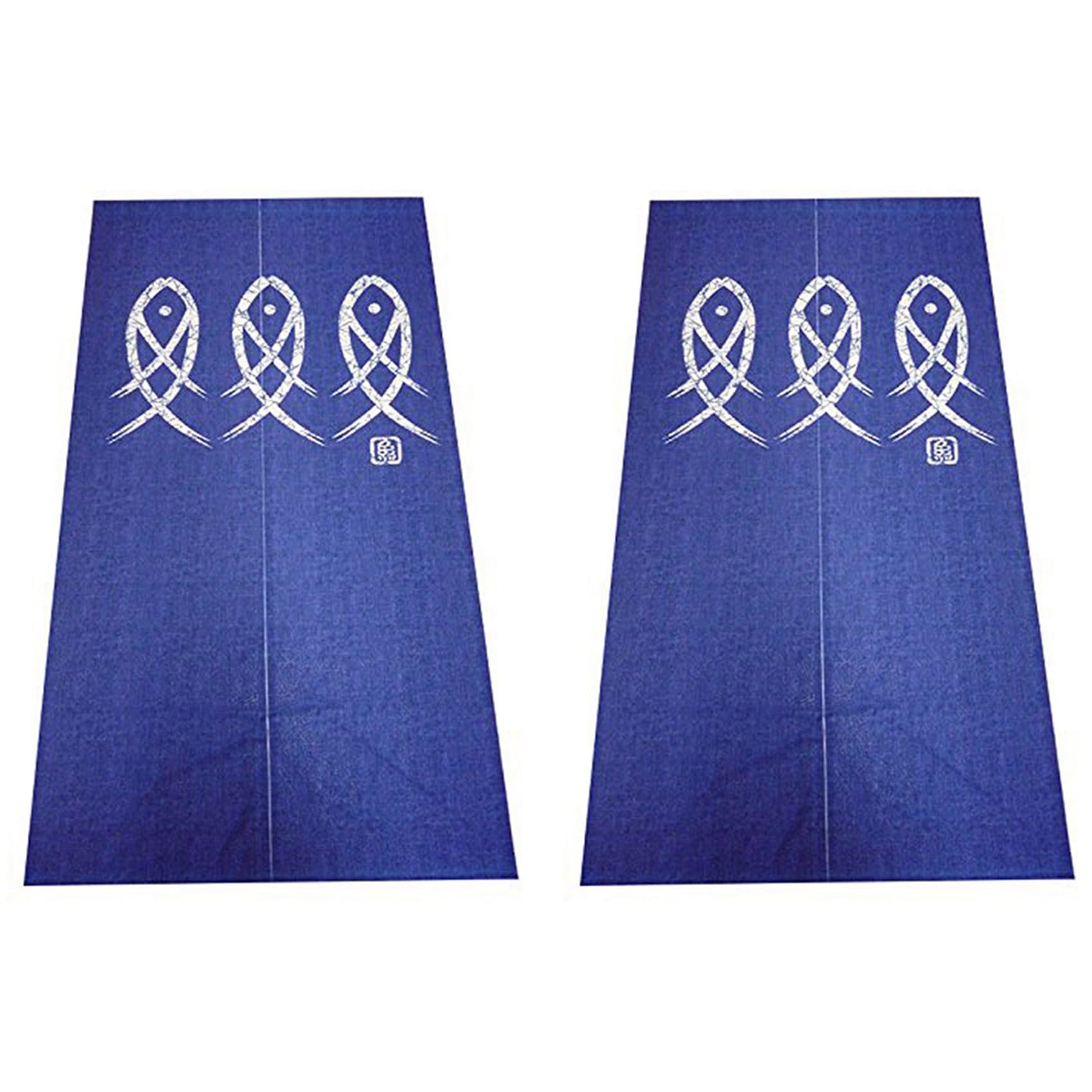 Hndhbfgrt 2X Japanese Noren Doorway Curtain Ancient Character Fish Tapestry for Home Decoration Blue 33X59Inch