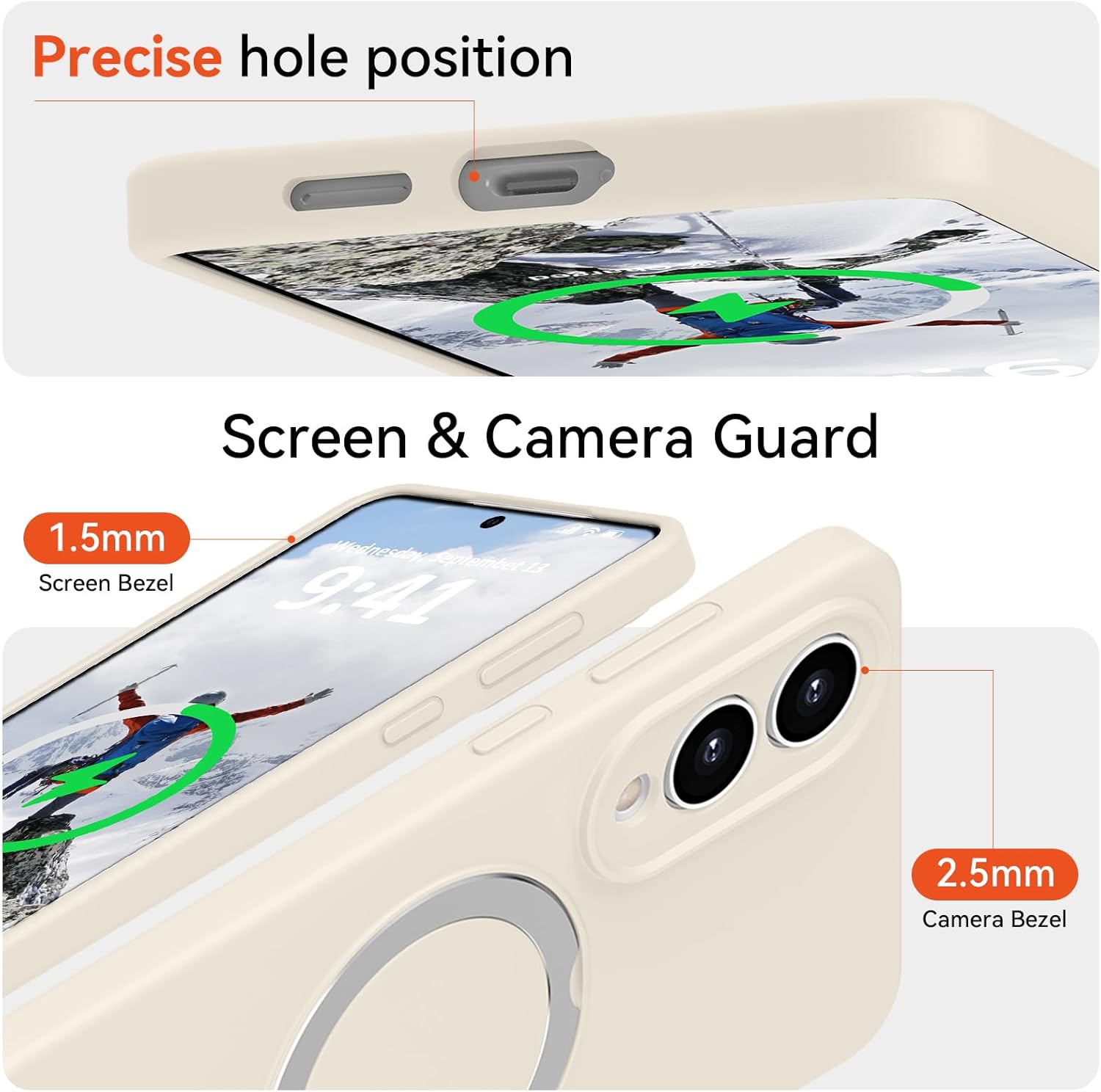 for Galaxy S25 Edge Case with Stand, Slim Liquid Silicone Phone Cases Compatible with MagSafe, Full Camera Protection Magnetic Kickstand Case Cover for Samsung S25 Edge, White - Image 8