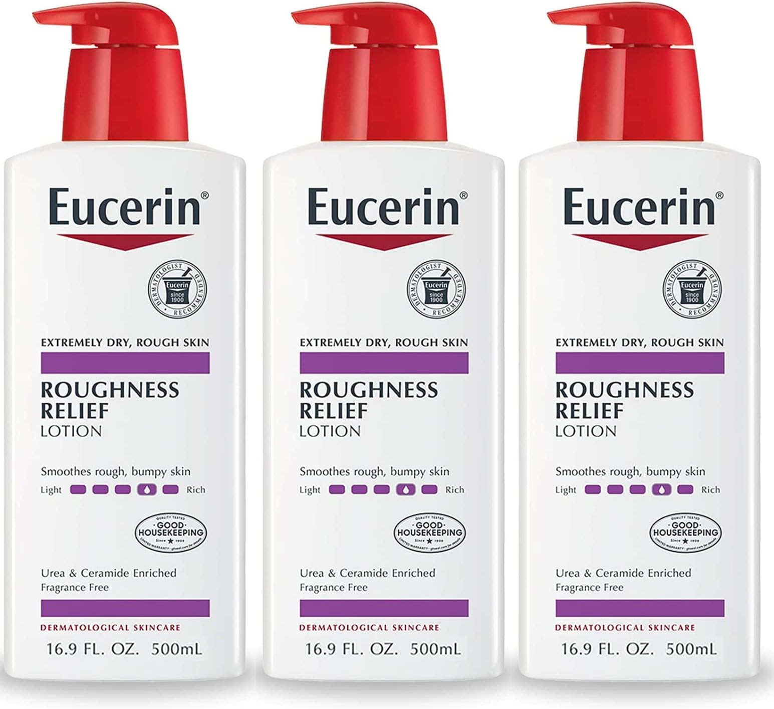 Eucerin Lotion Roughness Relief 16.9 Ounce (500ml) (3 Pack)