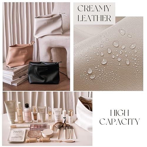 Miniatura 4 de Creamy Puffer - Bolsa de cosméticos de viaje de gran capacidad para mujeres, cuidado de la piel con compartimentos, bolsa de maquillaje blanca