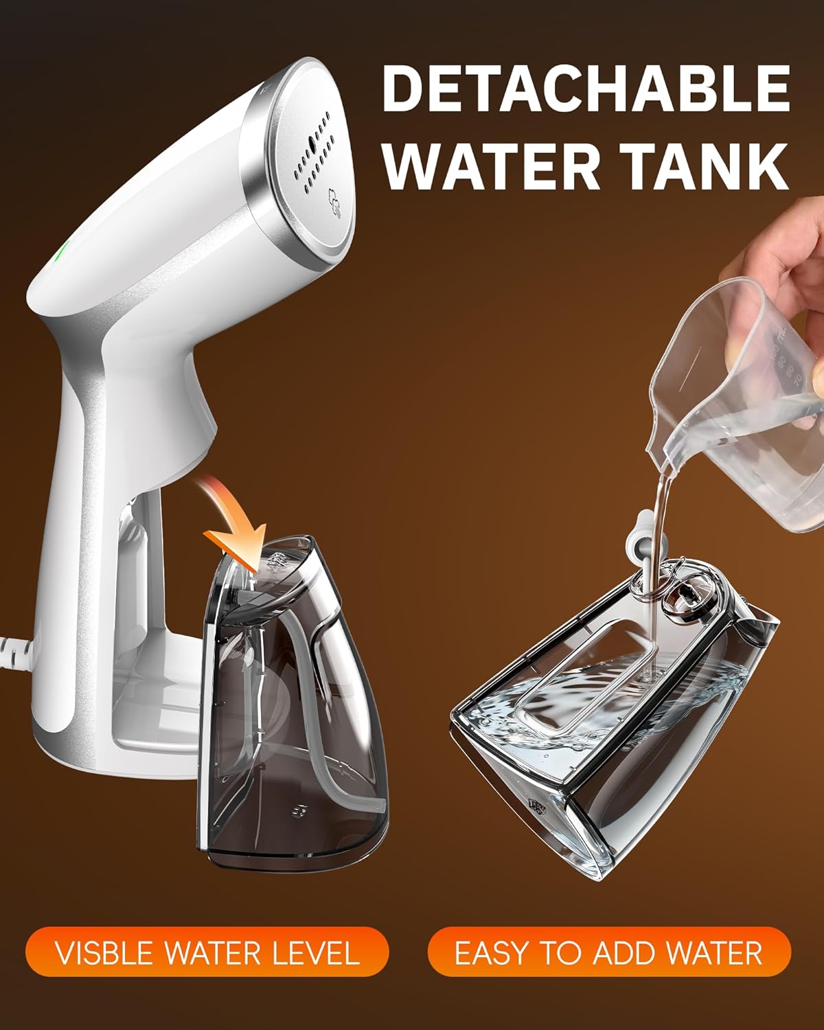 OGHom Portable Travel Handheld Steamer for Clothes, Garment Wrinkle Remover, 1000W Strong Penetrating Fabric Steamer, for Home, Office, Travel (ONLY FOR 120V) -White - Image 6