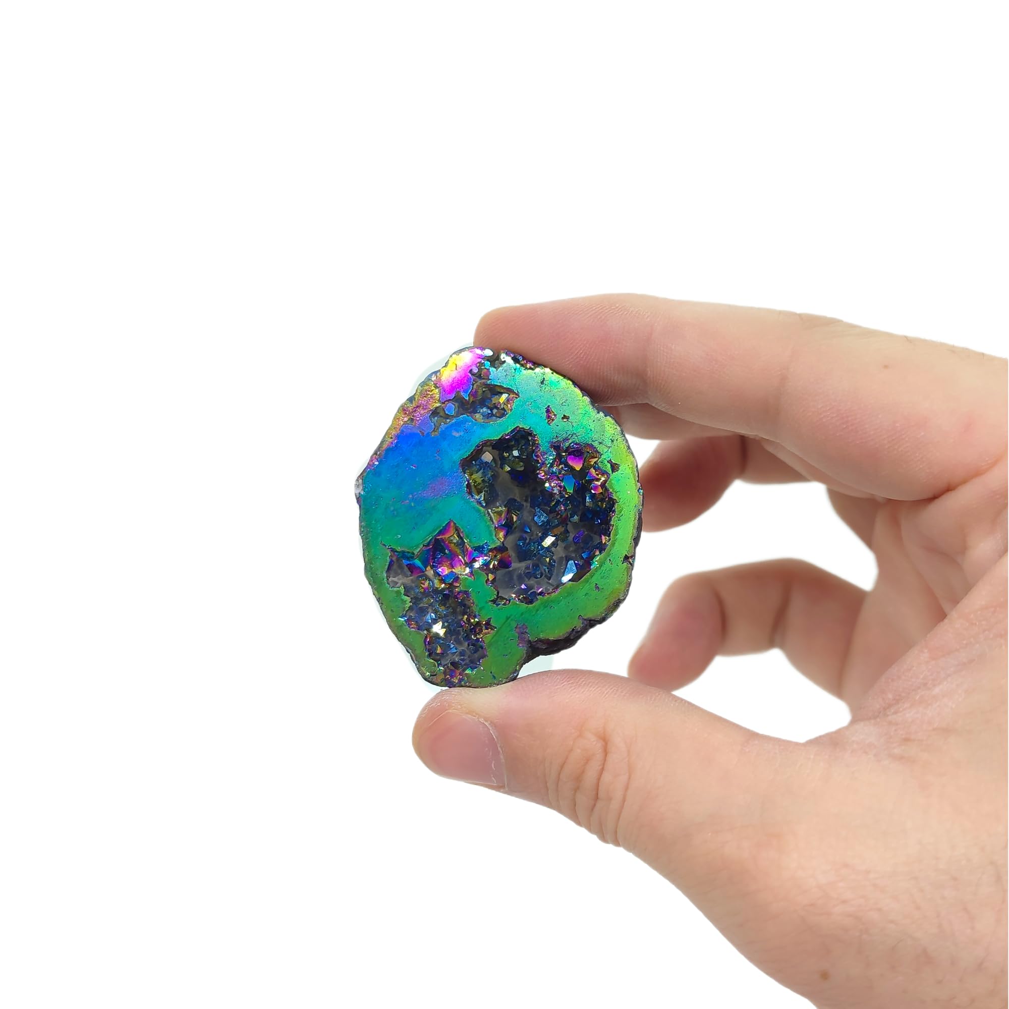 Quarz Geode "Rainbow Magic" | Achat Geode | Behandelter Naturkristall | Schillernd | Mineraliensammlung | Esoterik & Spiritualität