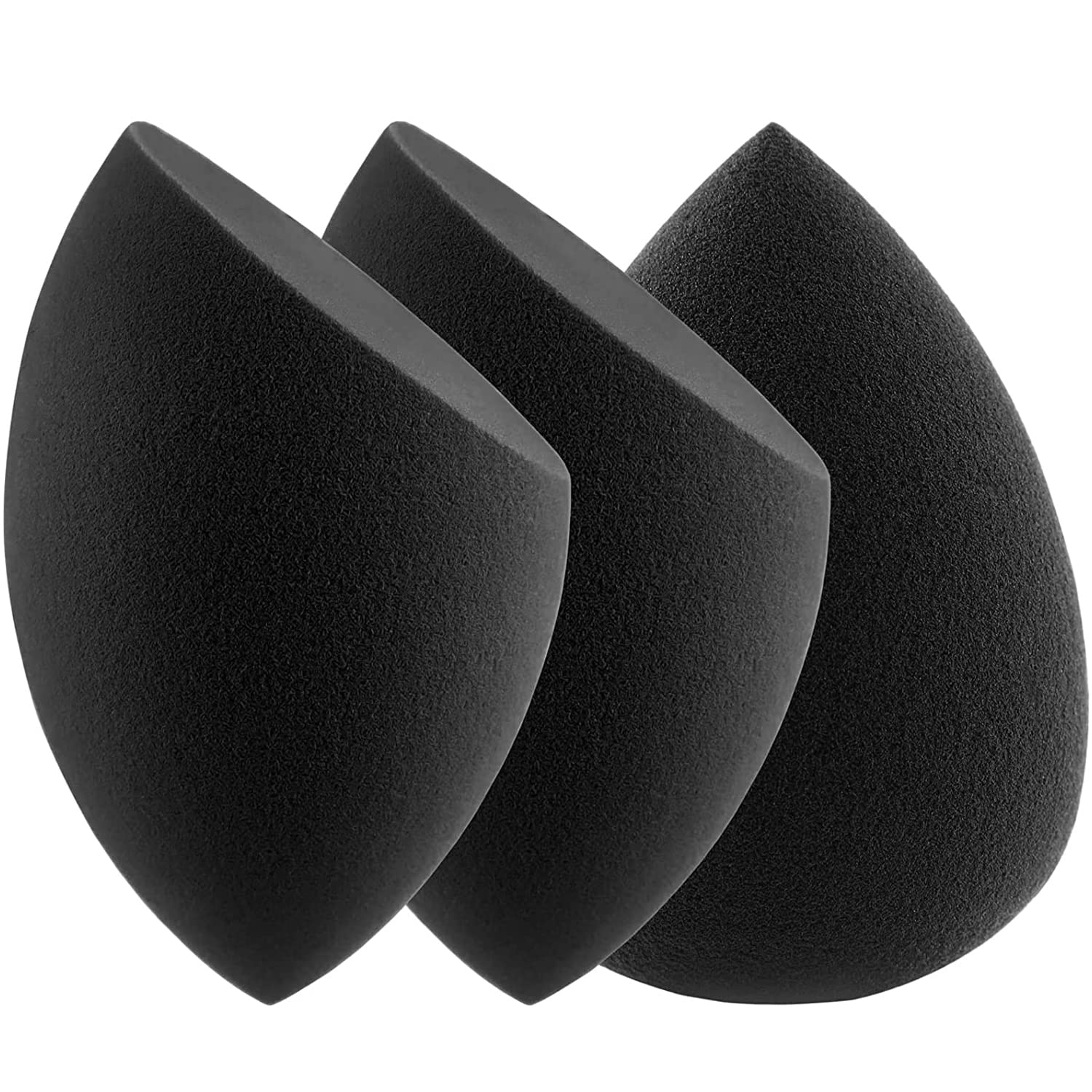 Foonbe® Foundation Sponge Set, Soft and Dual-use Blending Sponges, Paw Paw Makeup Sponges for Foundation, Latex Free and Vegan Makeup Sponges (3 Pcs, Black)