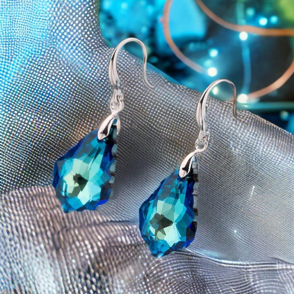 Austrian Crystal Baroque Teardrop Dangle Hook Earrings for Women 14K Gold Plated Drop Earring Hypoallergenic Jewelry - Image 7