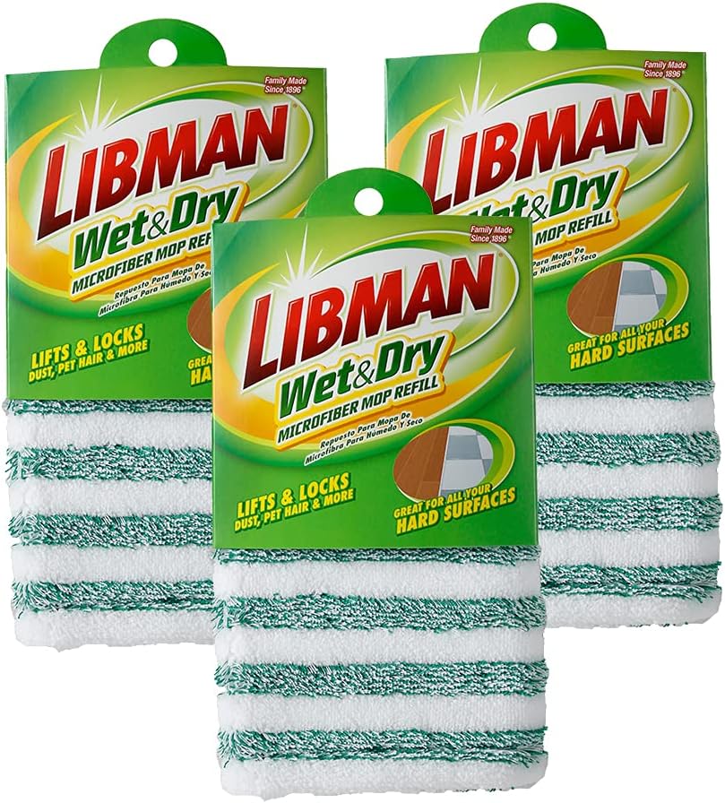 Libman Wet & Dry Microfiber Mop Refills Dust Mop for